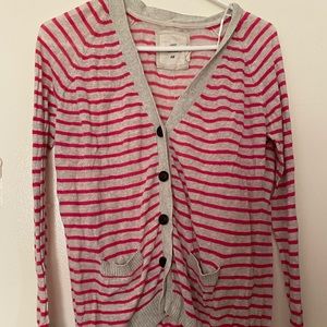 H&M’s Pink stripped cardigan